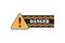 DANGER. Attention sign in orange stripped rounded line frame and black inside