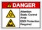 Danger Attention Static Control Area ESD Protection Required Symbol Sign, Vector Illustration, Isolated On White Background Label