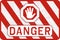 Danger Banner. Red and White Safety Background. Worn and Grunge Warning Wallpaper