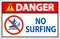 Danger Beach Safety Sign No Surfing