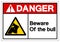 Danger Beware Of Bull Symbol Sign, Vector Illustration, Isolate On White Background Label. EPS10