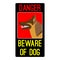 Danger beware of dog sign with shepherd dog vector illustration