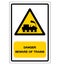 Danger Beware Of Trains Symbol Sign, Vector Illustration, Isolate On White Background, Label. EPS10