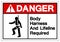 Danger Body Harness And Lifeline Required Symbol Sign, Vector Illustration, Isolate On White Background Label. EPS10