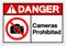 Danger Cameras Prohibited Symbol Sign, Vector Illustration, Isolated On White Background Label .EPS10