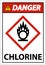 Danger Chlorine Oxidizer GHS Sign On White Background