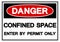 Danger Confined Space Enter By Permit Only Symbol Sign ,Vector Illustration, Isolate On White Background Label. EPS10