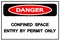 Danger Confined Space Entry By Permit Only Symbol Sign,Vector Illustration, Isolated On White Background Label. EPS10