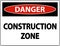 Danger Construction Zone Symbol Sign On White Background