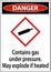 Danger Contains Gas Under Pressure GHS Sign On White Background