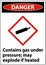 Danger Contains Gas Under Pressure GHS Sign On White Background