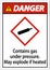 Danger Contains Gas Under Pressure GHS Sign On White Background