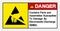 Danger Contains Parts and Assemblies SusceptibleTo Damage By Electrostatic Discharge ESD. Symbol Sign, Vector Illustration,