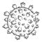 Danger corona virus icon, outline hand drawn style