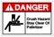 Danger Crush Hazard Stay Clear Of Palletizer Symbol Sign, Vector Illustration, Isolated On White Background Label. EPS10