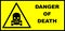 Danger of death sign with skull and bones and the text on the right