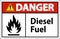 Danger Diesel Fuel Sign On White Background