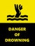 Danger of drowning. Hazard sign.