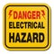 Danger electrical hazard - yellow sign