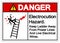 Danger Electrocution Hazard Keep Ladder Away From Power Lines And Live Electrical Wires Symbol Sign,Vector Illustration, Isolated