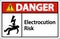 Danger Electrocution Risk Sign On White Background