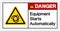 Danger Equipment Starts Automatically Symbol ,Vector Illustration, Isolate On White Background Label. EPS10