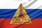 Danger extreme heat in Russia, heatwave in Russia, Flag Russia with text extreme heat, 3D work and 3D image