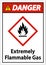 Danger Extremely Flammable Gas GHS Sign On White Background