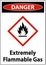 Danger Extremely Flammable Gas GHS Sign On White Background