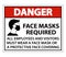 Danger Face Masks Required Sign on white background