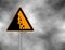 Danger falling stones icon. Falling rocks warning traffic road sign. Vector illustration caution danger of falling on a g