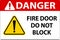 Danger Fire Door Do Not Block Sign On White Background