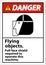 Danger Flying Object Face Shield Required Sign On White Background