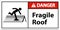 Danger Fragile Roof Sign On White Background