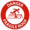 Danger Fragile Roof Sign On White Background