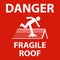 Danger Fragile Roof Sign On White Background