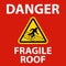 Danger Fragile Roof Sign On White Background