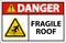 Danger Fragile Roof Sign On White Background