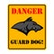 Danger. Guard dog. Beware of the dog. Sign with with angry dog head. Design element for poster,card, banner, sign