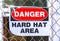 Danger hard hat area in construction zone