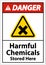 Danger Harmful Chemicals Stored Here Sign On White Background