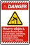 Danger Heavy Object Use Lifting Aids Label On White Background