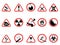 Danger icons set, Triangular and circle Warning Hazard Signs