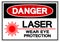 Danger Laser Wear Eye Protection Symbol Sign, Vector Illustration, Isolate On White Background Label .EPS10