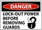 Danger Lock-Out Power Label On White Background