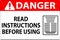 Danger Machine Sign Read Instructions Before Using