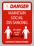 Danger Maintain Social Distancing At Least 6 Ft Sign On White Background,Vector Illustration EPS.10