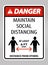 Danger Maintain Social Distancing At Least 6 Ft Sign On White Background,Vector Illustration EPS.10