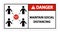 Danger Maintain social distancing, stay 6ft apart sign,coronavirus COVID-19 Sign Isolate On White Background,Vector Illustration