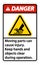 Danger Moving parts can cause injury sign on white background